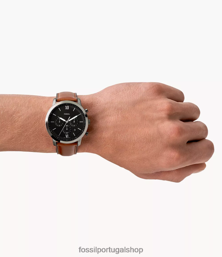 Fossil homens relógio de couro cronógrafo neutro âmbar assistir 40NJ6Z1419
