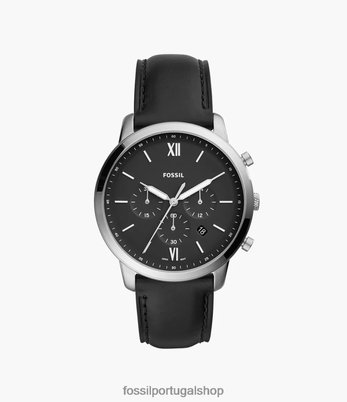 Fossil homens relógio de couro cronógrafo neutro preto assistir 40NJ6Z1404
