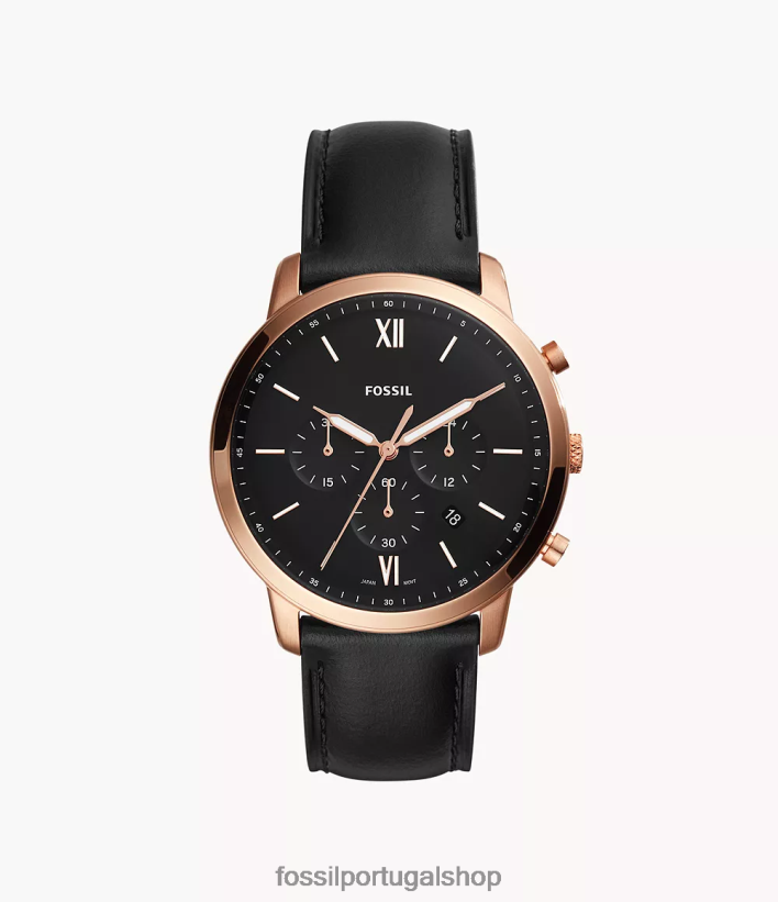 Fossil homens relógio de couro cronógrafo neutro preto assistir 40NJ6Z1409