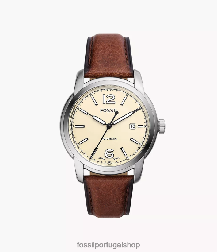 Fossil homens relógio de couro litehide automático legado marrom assistir 40NJ6Z1454