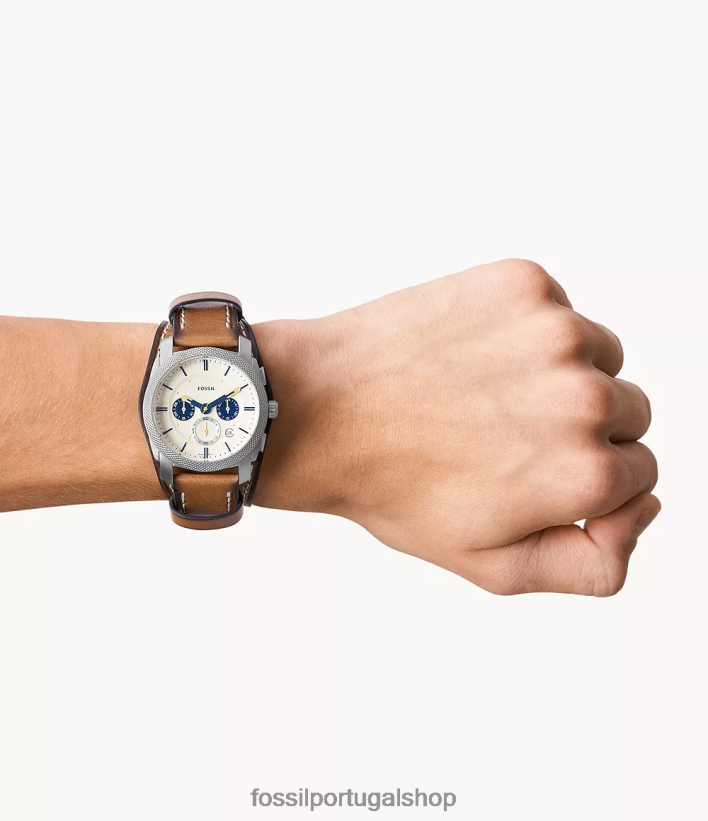 Fossil homens relógio de couro litehide com cronógrafo automático bronzeado assistir 40NJ6Z1440