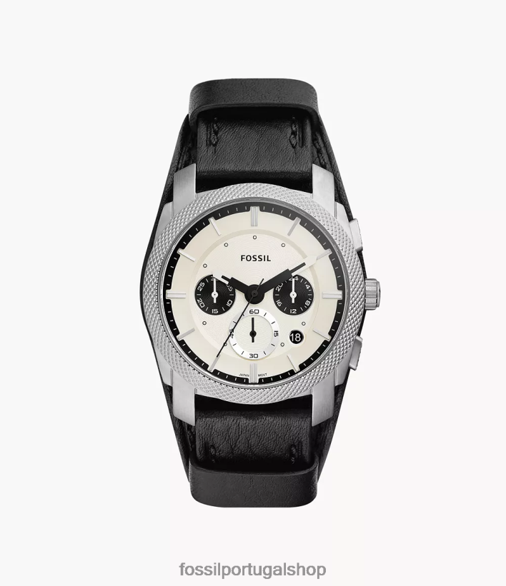 Fossil homens relógio de couro litehide com cronógrafo automático preto assistir 40NJ6Z1458