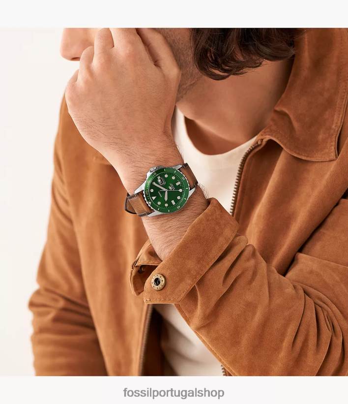 Fossil homens relógio de couro litehide com data de três ponteiros azul assistir 40NJ6Z1427