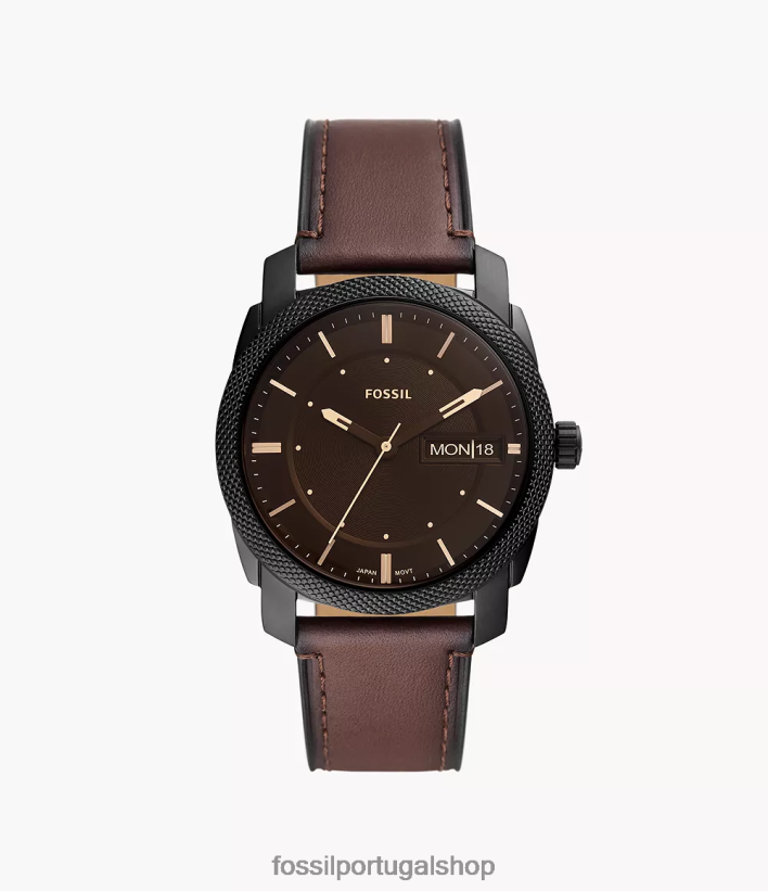 Fossil homens relógio de couro litehide com data de três ponteiros marrom assistir 40NJ6Z1425
