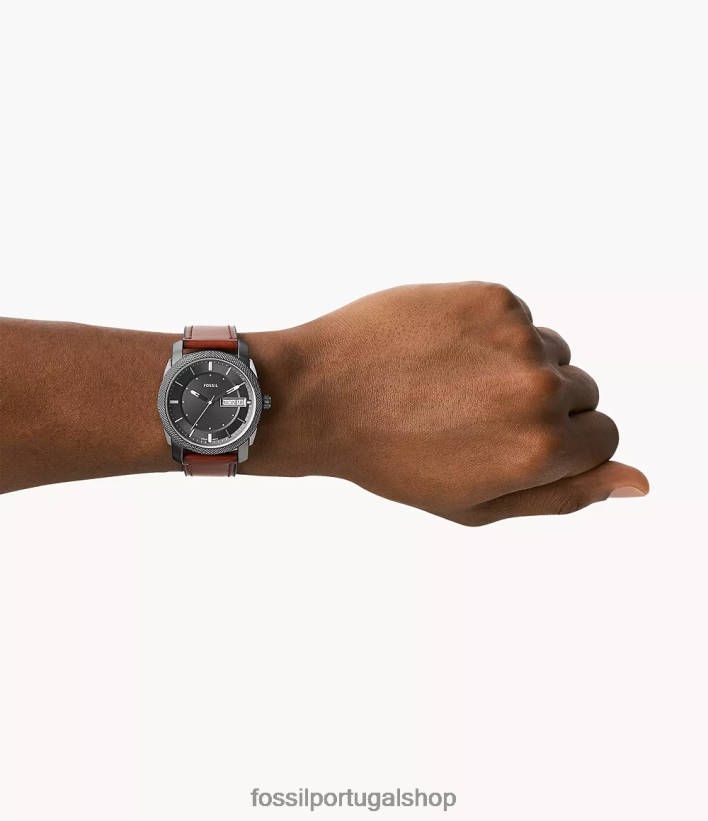 Fossil homens relógio de couro litehide com data de três ponteiros marrom assistir 40NJ6Z1444
