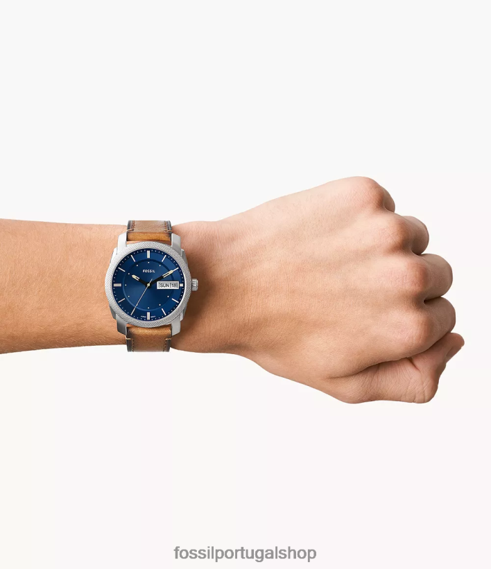 Fossil homens relógio de couro litehide de três ponteiros com data e máquina bronzeado assistir 40NJ6Z1420