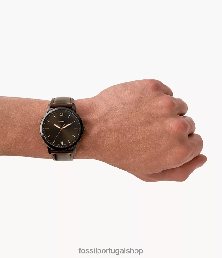 Fossil homens relógio minimalista de couro de três ponteiros marrom assistir 40NJ6Z1405