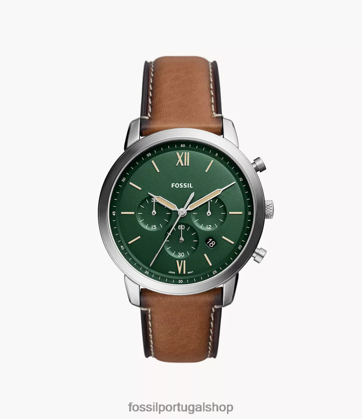 Fossil homens relógio neutro cronógrafo couro litehide bronzeado assistir 40NJ6Z1410
