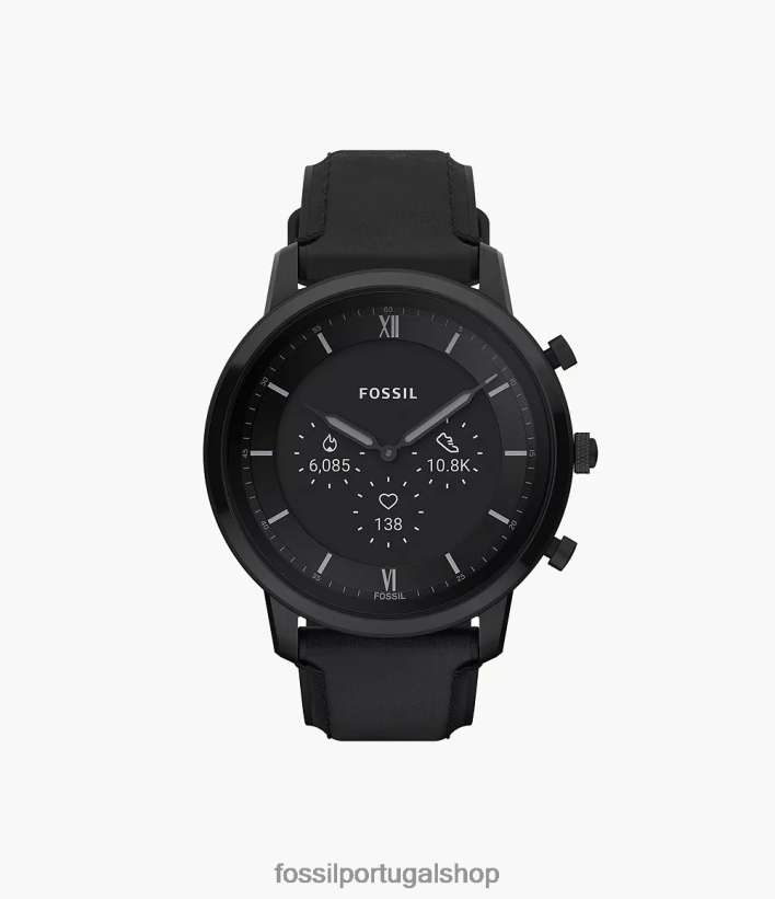 Fossil homens couro smartwatch híbrido neutro gen 6 preto assistir 40NJ6Z1335