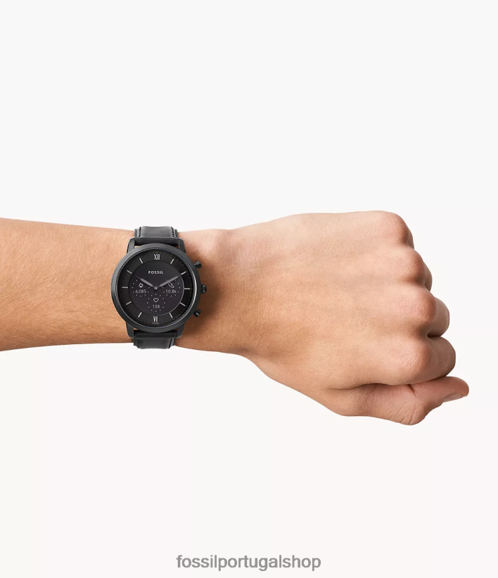 Fossil homens couro smartwatch híbrido neutro gen 6 preto assistir 40NJ6Z1335