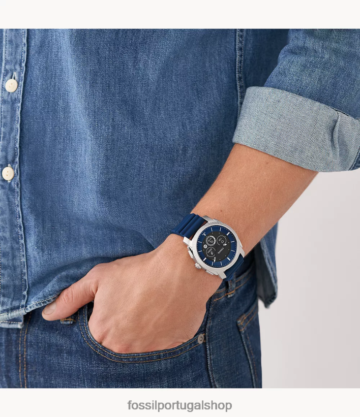 Fossil homens máquina de silicone smartwatch híbrido geração 6 marinha assistir 40NJ6Z1329