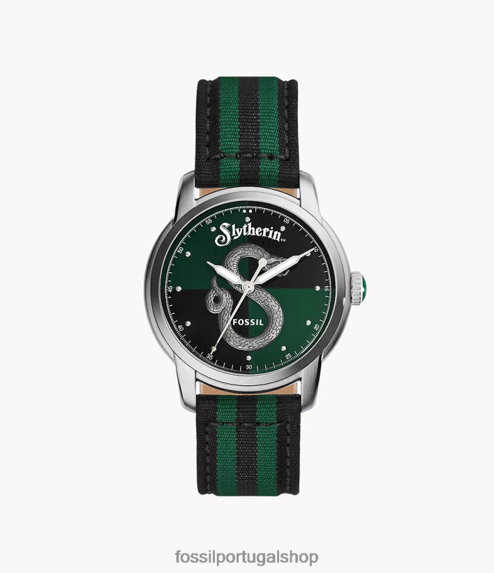 Fossil mulheres Edição limitada de relógio Harry Potter de três ponteiros de nylon da Sonserina verde Preto acessório 40NJ6Z182