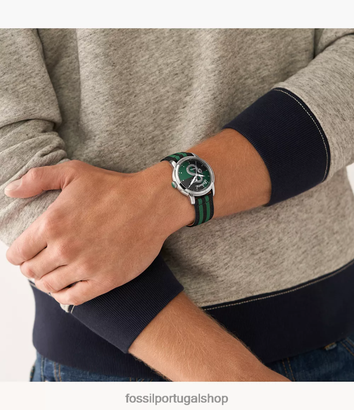 Fossil mulheres Edição limitada de relógio Harry Potter de três ponteiros de nylon da Sonserina verde Preto acessório 40NJ6Z182