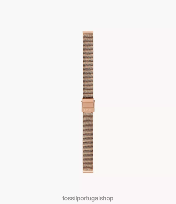 Fossil mulheres Pulseira de malha de aço inoxidável de 12 mm tom de ouro rosa acessório 40NJ6Z127