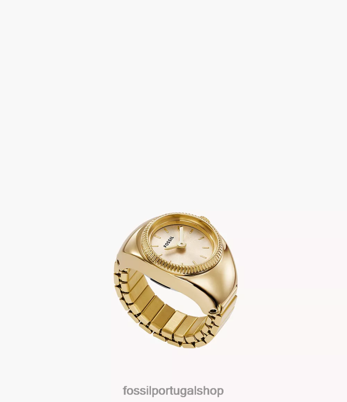 Fossil mulheres anel de relógio de duas mãos em aço inoxidável tom de ouro assistir 40NJ6Z22