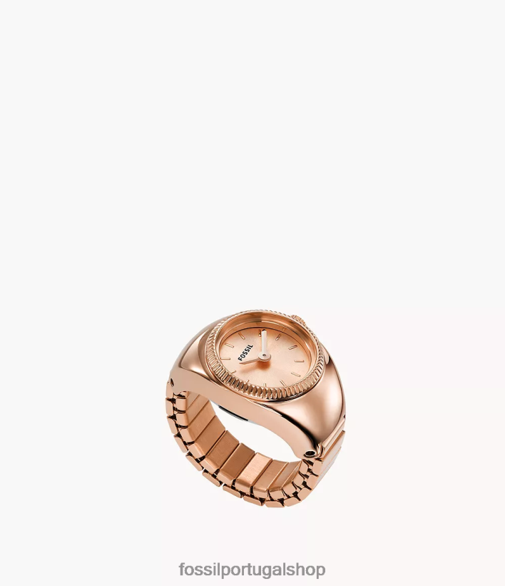 Fossil mulheres anel de relógio de duas mãos em aço inoxidável tom de ouro rosa assistir 40NJ6Z23