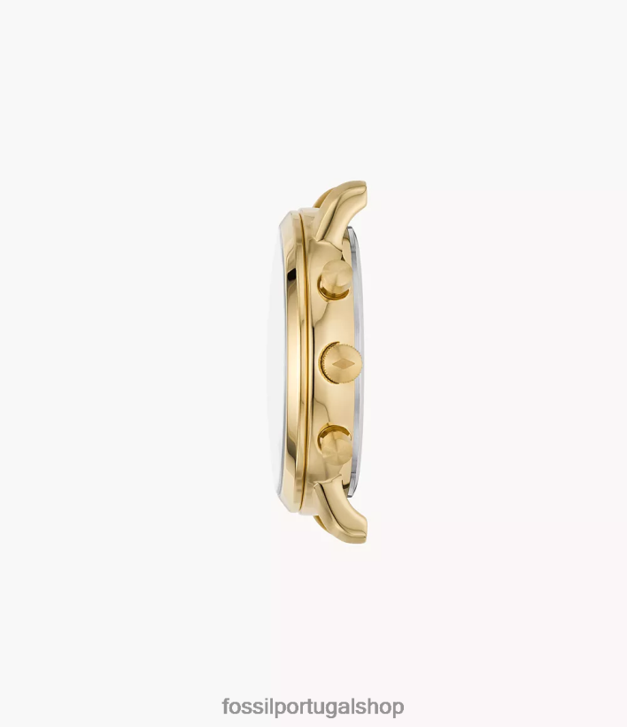 Fossil mulheres caixa de relógio de aço inoxidável cronógrafo neutro tom de ouro assistir 40NJ6Z82