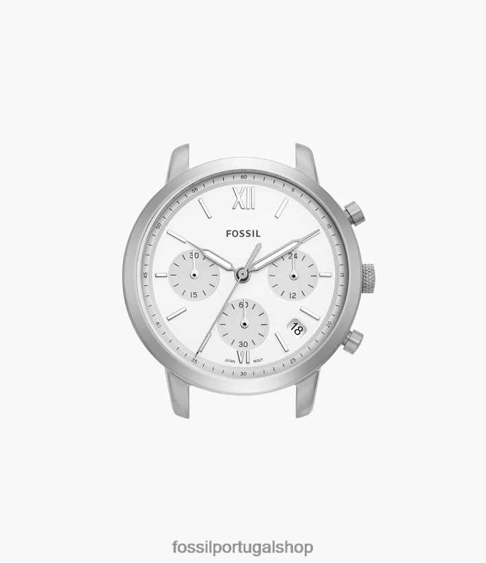 Fossil mulheres caixa de relógio de aço inoxidável cronógrafo neutro tom prata assistir 40NJ6Z85