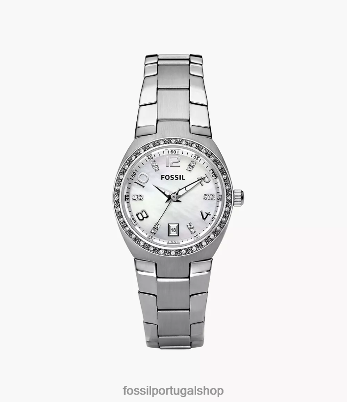 Fossil mulheres colega relógio de aço inoxidável prata assistir 40NJ6Z52