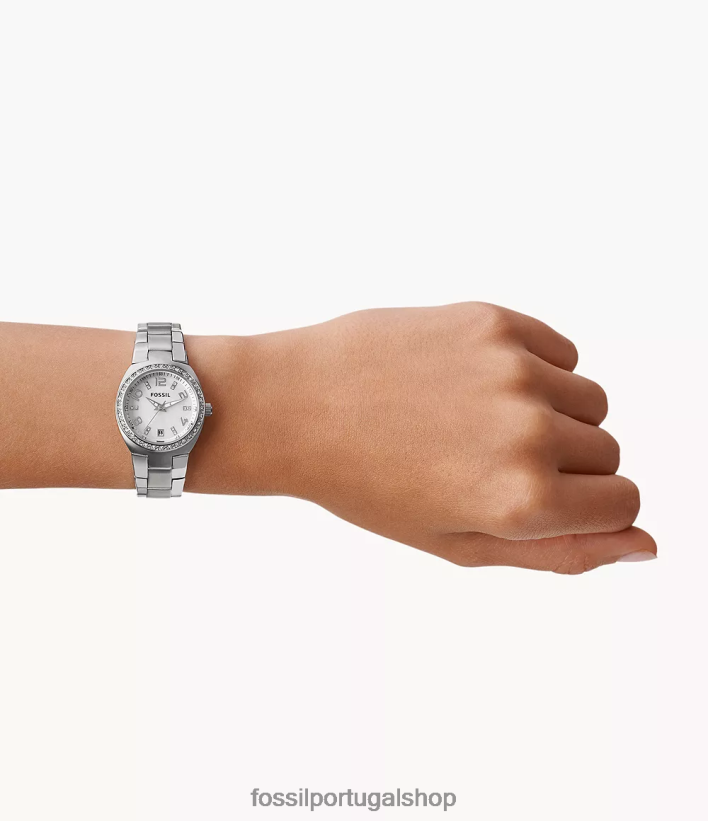 Fossil mulheres colega relógio de aço inoxidável prata assistir 40NJ6Z52