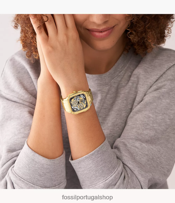 Fossil mulheres edição limitada relógio star wars c-3po automático em aço inoxidável tom de ouro assistir 40NJ6Z39