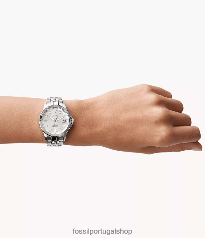 Fossil mulheres fb-01 relógio de aço inoxidável com data de três ponteiros tom prata assistir 40NJ6Z28