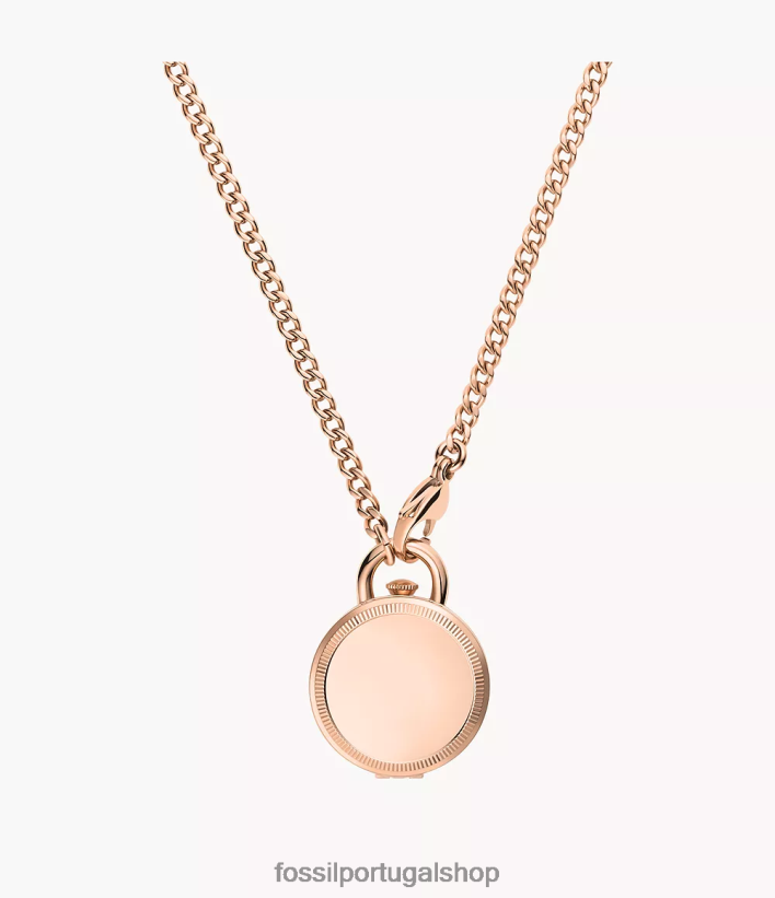 Fossil mulheres jacqueline medalhão de relógio de três ponteiros em aço inoxidável tom de ouro rosa assistir 40NJ6Z119