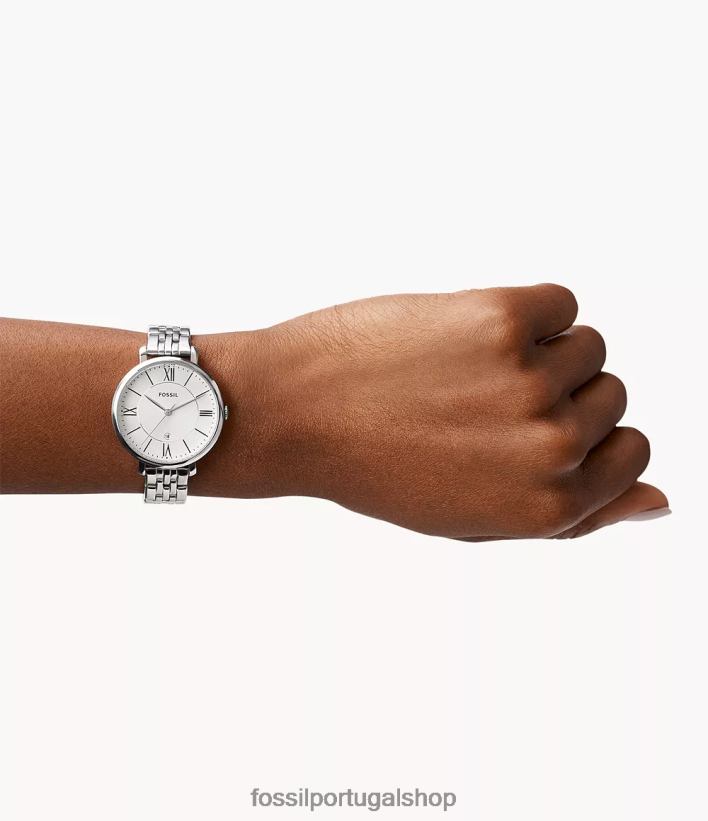 Fossil mulheres jacqueline relógio de três ponteiros em aço inoxidável prata assistir 40NJ6Z59