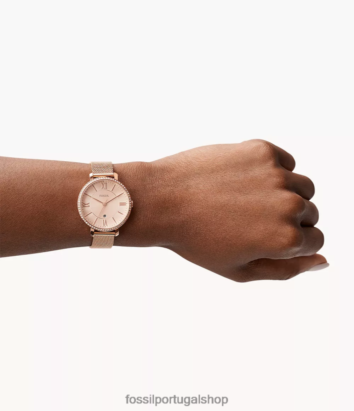Fossil mulheres jacqueline relógio de três ponteiros em aço inoxidável tom de ouro rosa assistir 40NJ6Z114