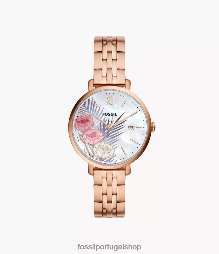 Fossil mulheres jacqueline relógio de três ponteiros em aço inoxidável tom de ouro rosa assistir 40NJ6Z43