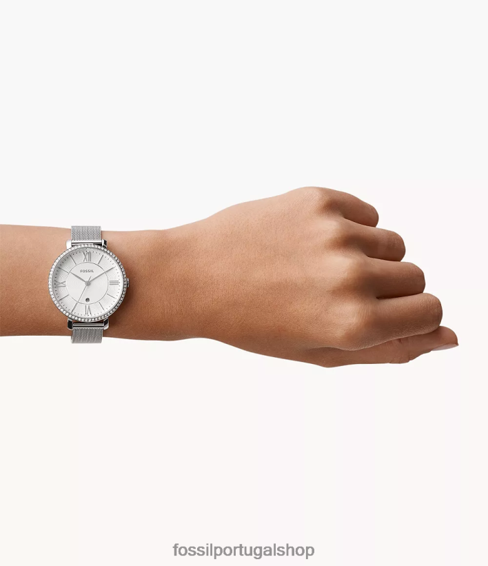 Fossil mulheres jacqueline relógio de três ponteiros em aço inoxidável tom prata assistir 40NJ6Z25