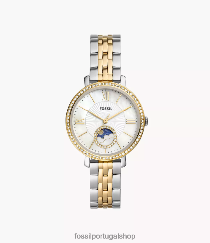 Fossil mulheres jacqueline sun moon relógio multifuncional em aço inoxidável dois tons assistir 40NJ6Z55