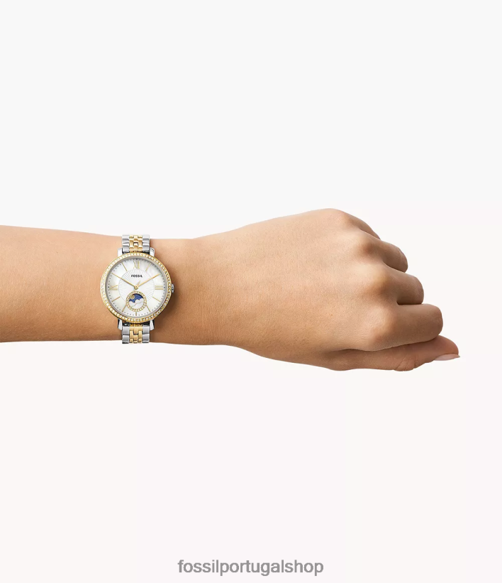 Fossil mulheres jacqueline sun moon relógio multifuncional em aço inoxidável dois tons assistir 40NJ6Z55