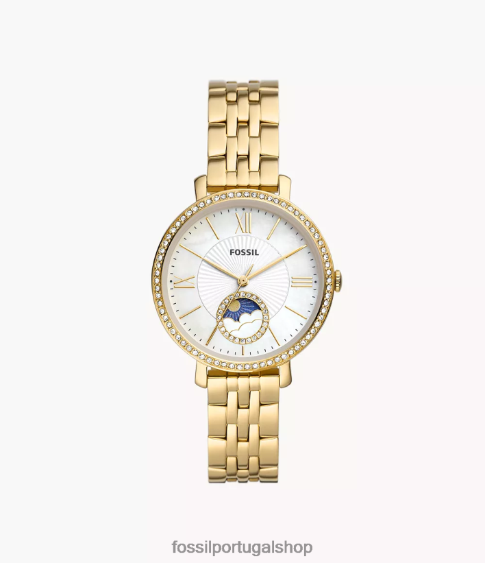 Fossil mulheres jacqueline sun moon relógio multifuncional em aço inoxidável ouro assistir 40NJ6Z58