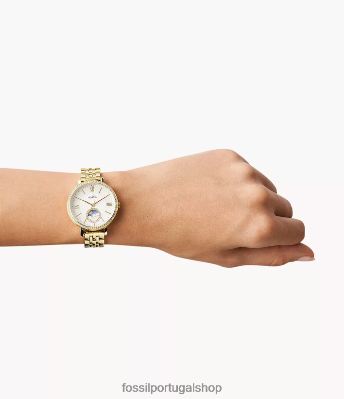 Fossil mulheres jacqueline sun moon relógio multifuncional em aço inoxidável ouro assistir 40NJ6Z58