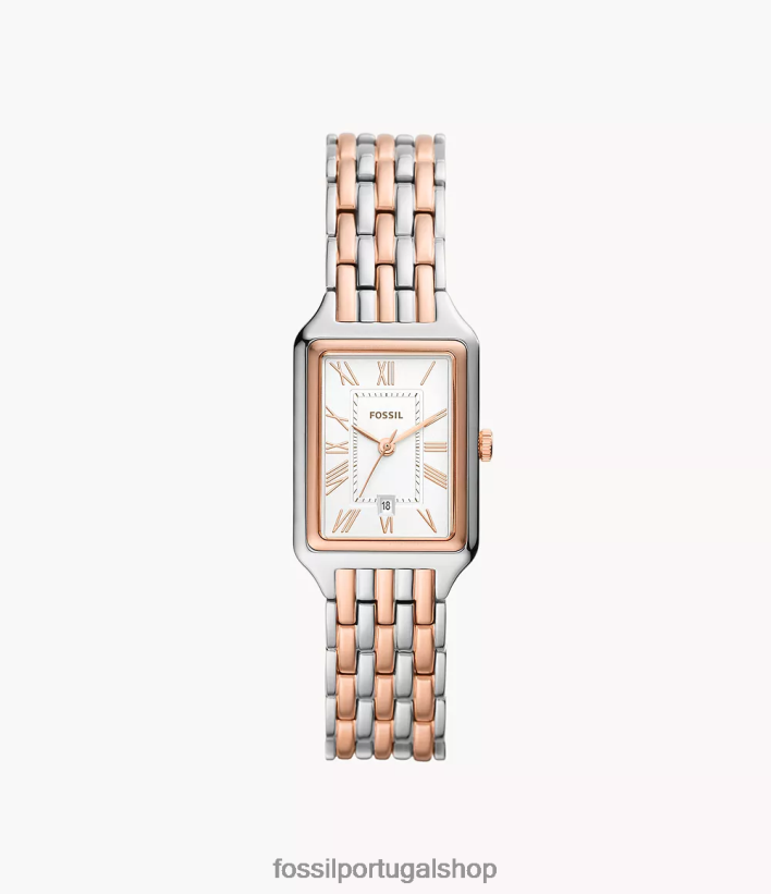 Fossil mulheres raquel relógio de três ponteiros em aço inoxidável dois tons assistir 40NJ6Z66