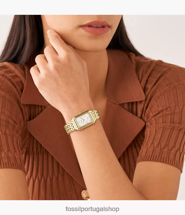 Fossil mulheres raquel relógio de três ponteiros em aço inoxidável tom de ouro assistir 40NJ6Z38