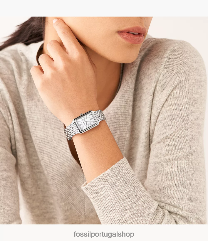 Fossil mulheres raquel relógio de três ponteiros em aço inoxidável tom prata assistir 40NJ6Z40