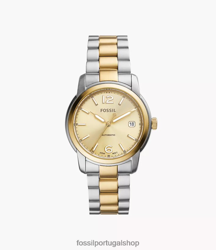 Fossil mulheres relógio automático de aço inoxidável legado dois tons assistir 40NJ6Z24