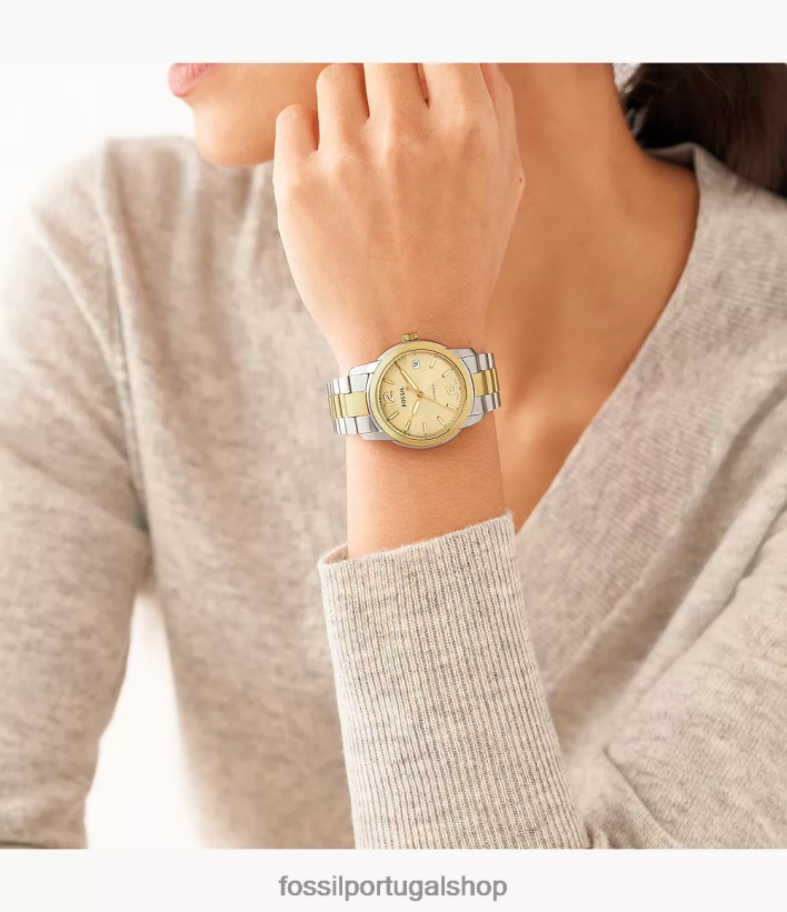 Fossil mulheres relógio automático de aço inoxidável legado dois tons assistir 40NJ6Z24