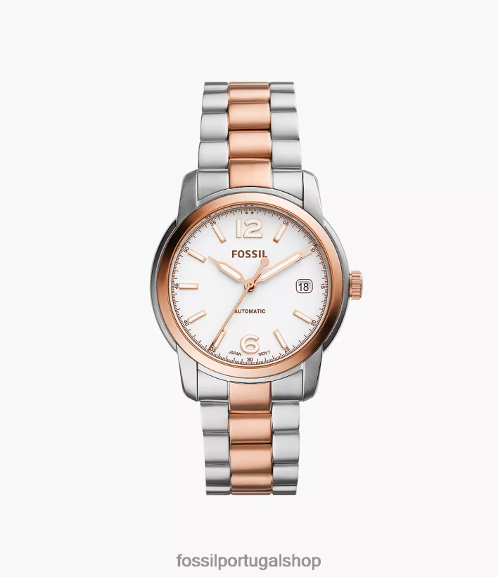 Fossil mulheres relógio automático de aço inoxidável legado dois tons assistir 40NJ6Z75