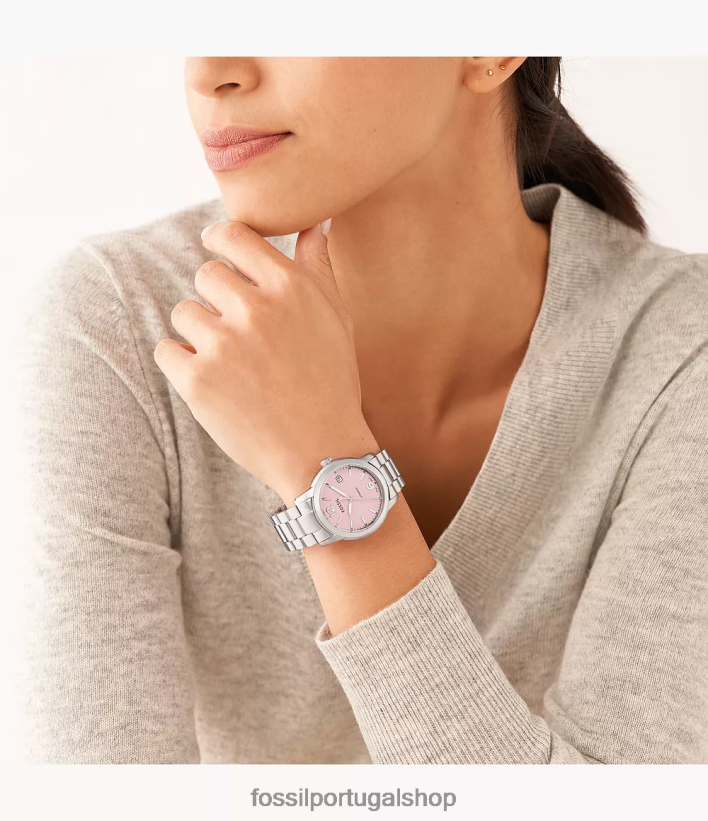 Fossil mulheres relógio automático de aço inoxidável legado tom prata assistir 40NJ6Z70