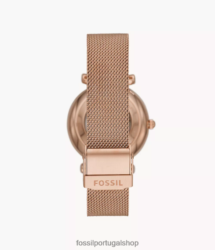 Fossil mulheres relógio automático de malha de aço inoxidável carlie tom de ouro rosa assistir 40NJ6Z112