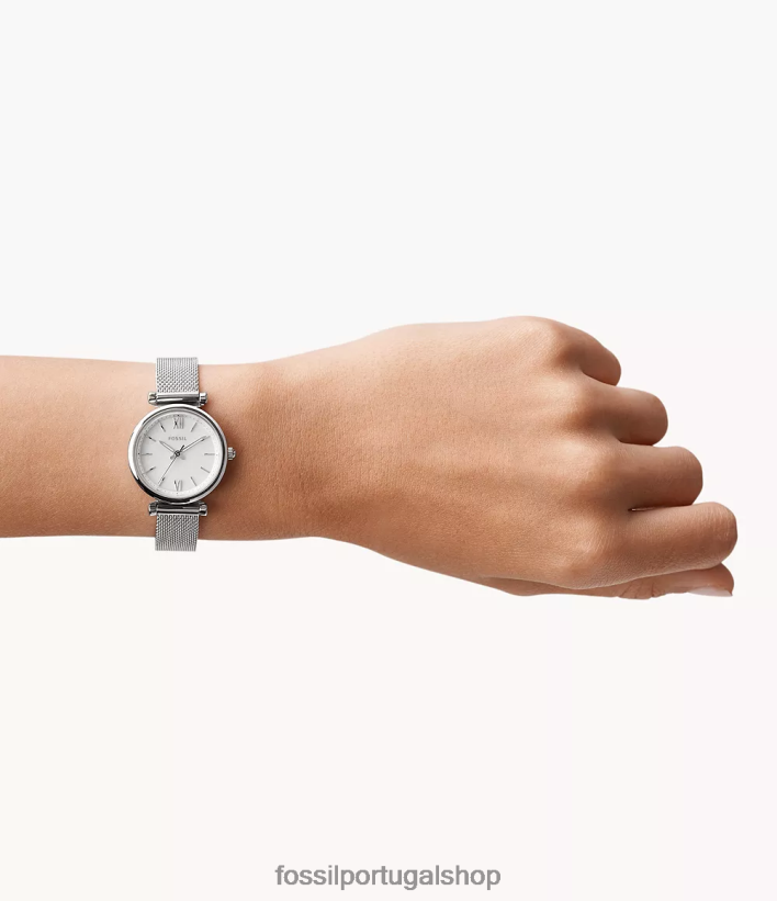 Fossil mulheres relógio carlie de três ponteiros em aço inoxidável aço liso assistir 40NJ6Z49