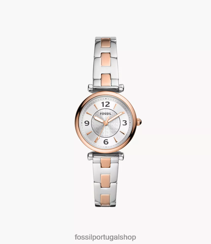 Fossil mulheres relógio carlie de três ponteiros em aço inoxidável dois tons assistir 40NJ6Z79