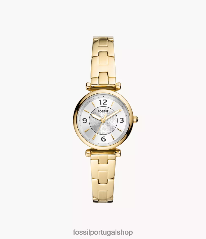 Fossil mulheres relógio carlie de três ponteiros em aço inoxidável tom de ouro assistir 40NJ6Z72