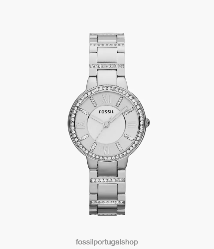Fossil mulheres relógio de aço inoxidável Virgínia prata assistir 40NJ6Z84