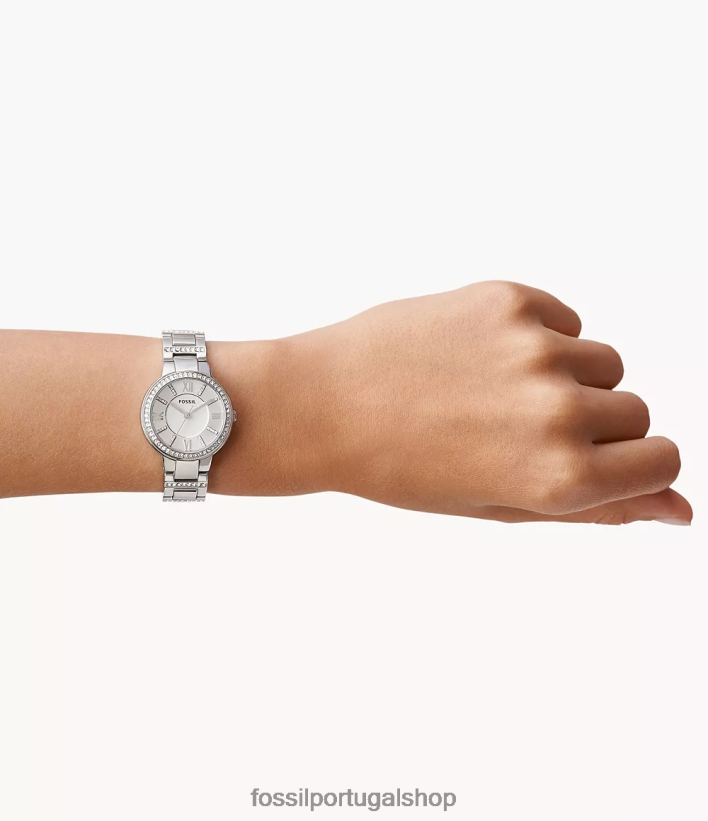 Fossil mulheres relógio de aço inoxidável Virgínia prata assistir 40NJ6Z84
