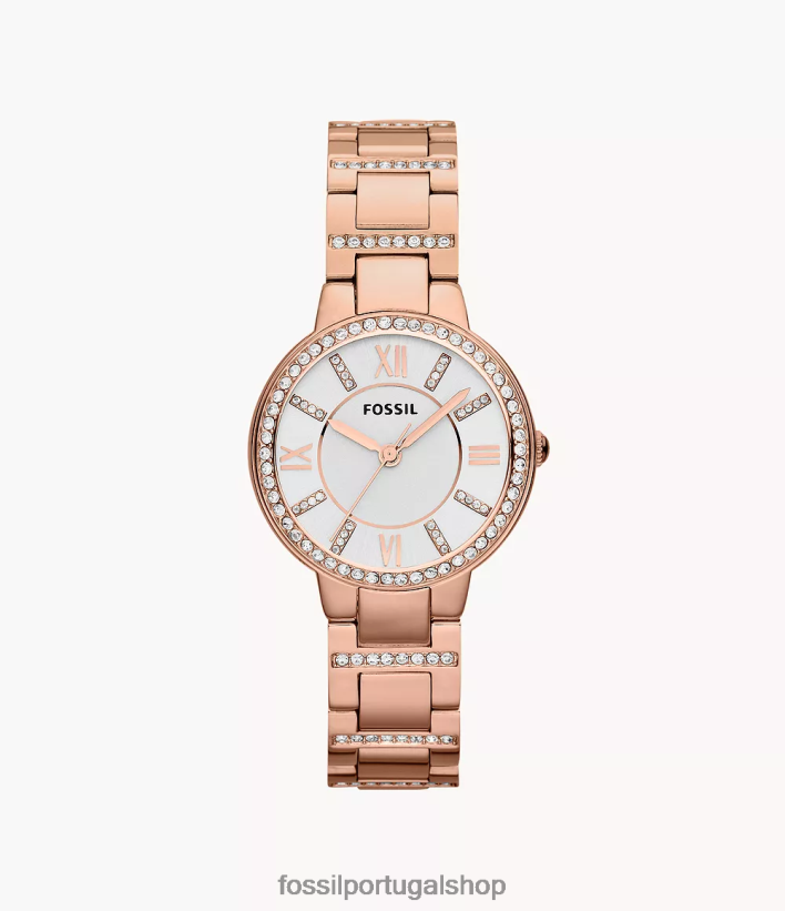 Fossil mulheres relógio de aço inoxidável Virgínia tom rosa assistir 40NJ6Z118