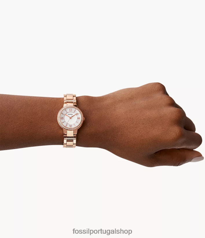 Fossil mulheres relógio de aço inoxidável Virgínia tom rosa assistir 40NJ6Z118
